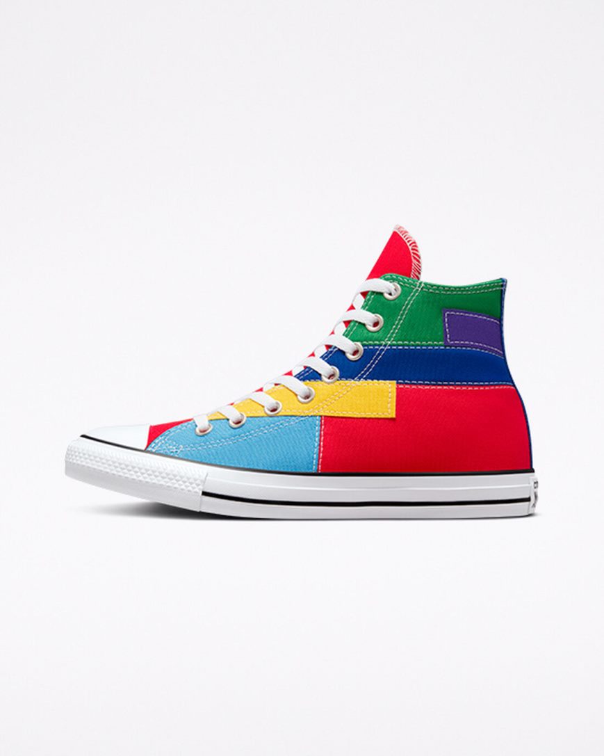 Tenisi Inalti Barbati Converse Chuck Taylor All Star Patchwork Rosii Albastri | RO EKIZC631